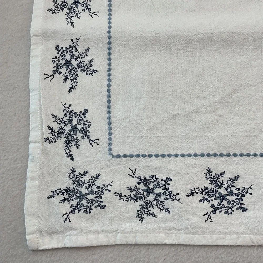 My Texas House Blue Floral White Cotton Napkins Set of 10 Square